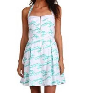 Seagulls Lilly Pulitzer halter dress size 2. Teal, pink, and white